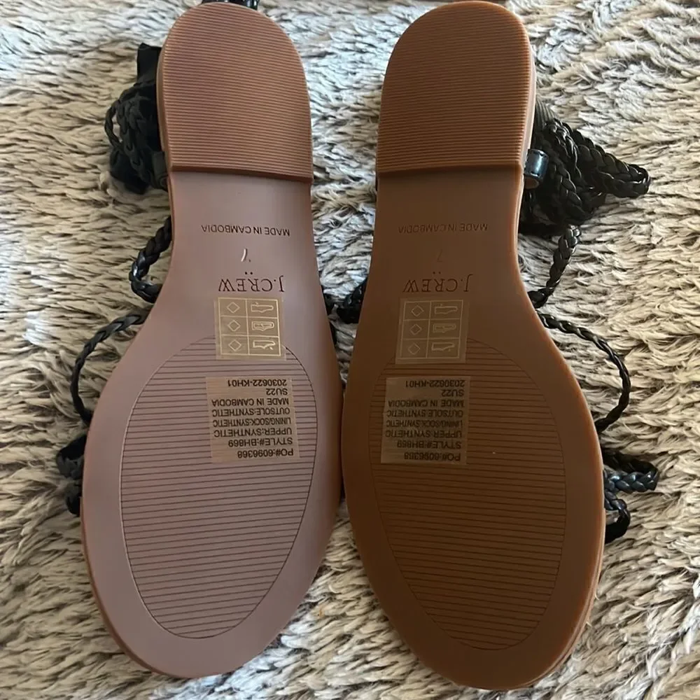 NEW JCrew braided vegan lace up sandals black